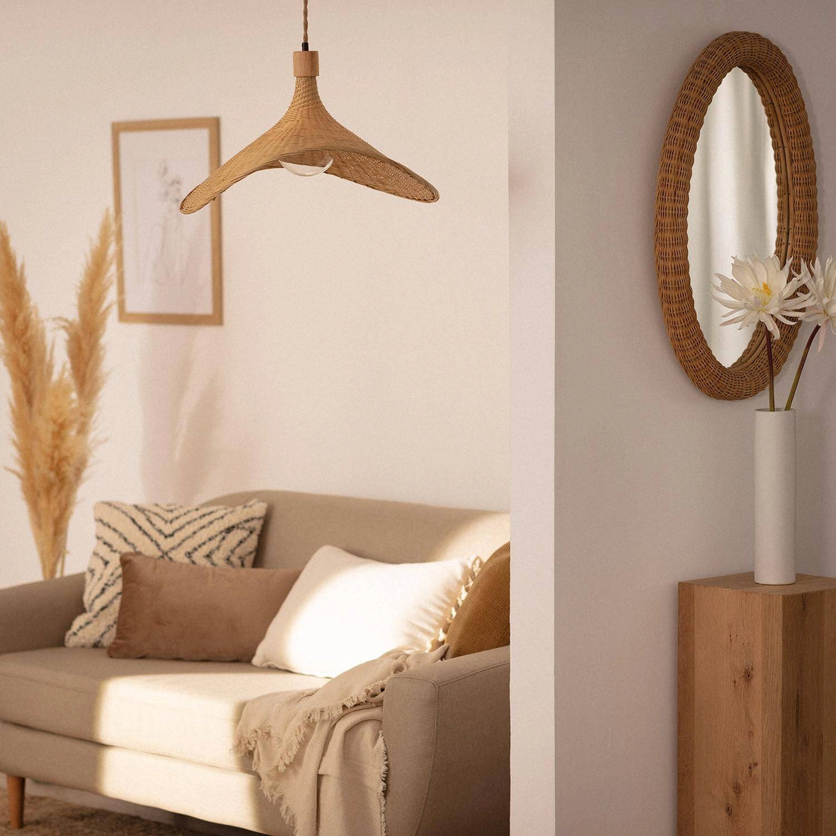 Hanglamp Rotan led lamp Katma 52 cm