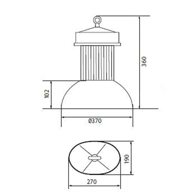 Afmetingen led hanglamp commercieel magazijn verlichting
