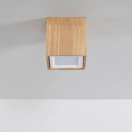 Plafondspot LED hout vierkant 6W 2700K warm wit 'Sigrid' - FOIR