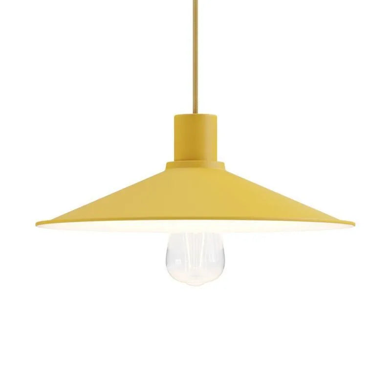 Industriele gele hanglamp e27 fitting plafondkap designverlichting