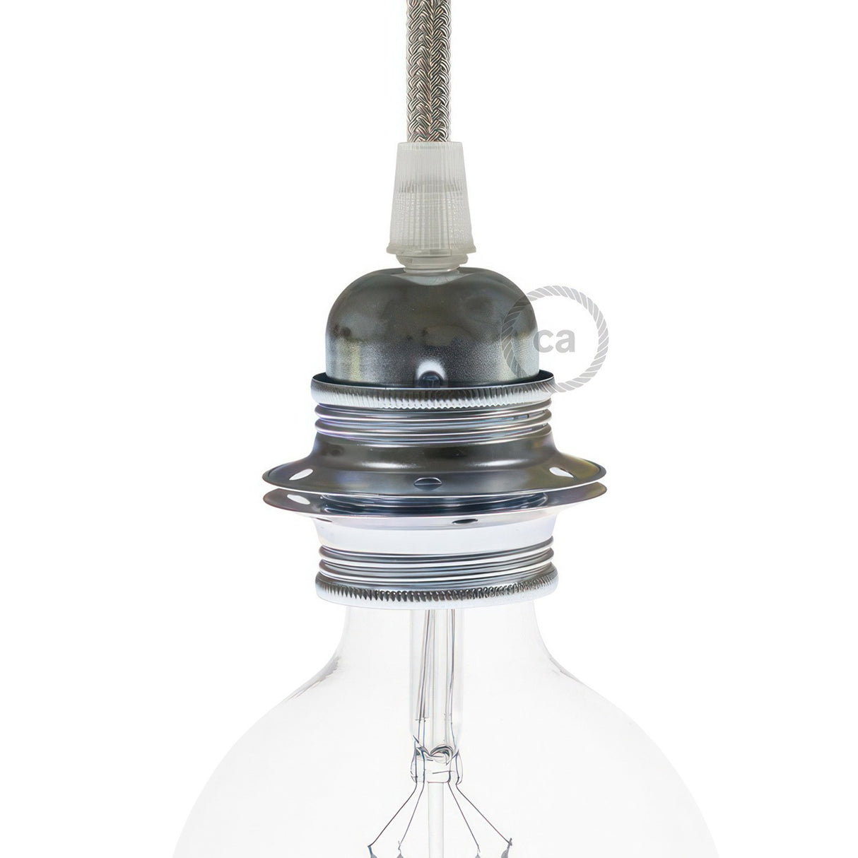 Fitting messing met twee ringen E27 voor lampenkap