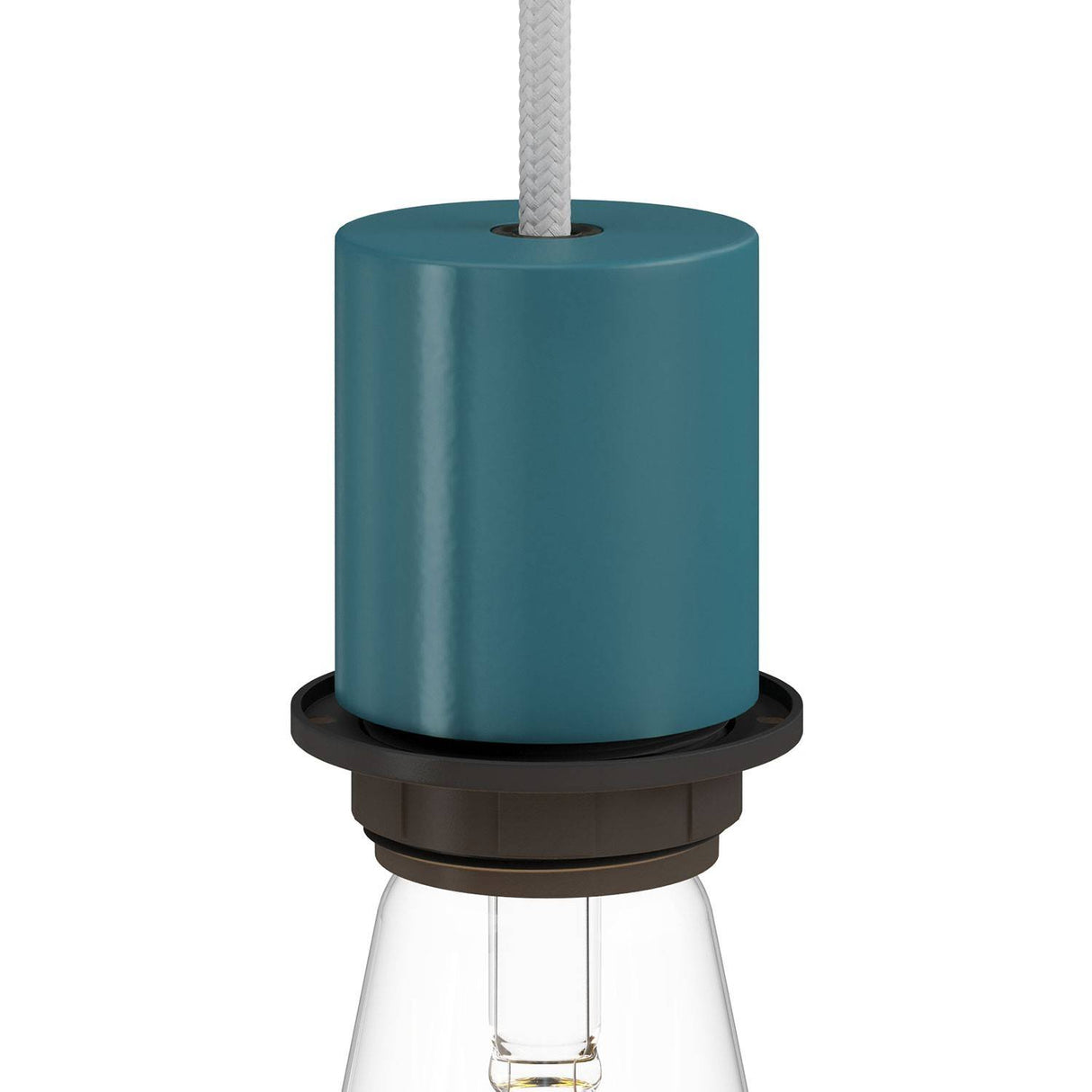 Fitting lamp koper e27 glad ontwerp met lampenkap ring