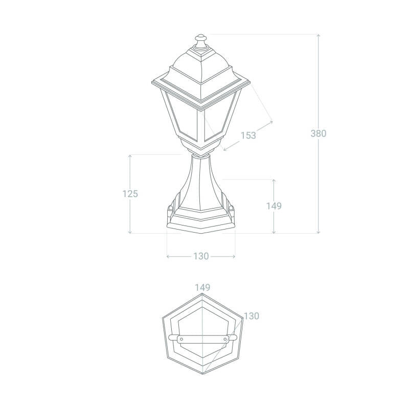 Sokkellamp zwart E27 fitting aluminium glas