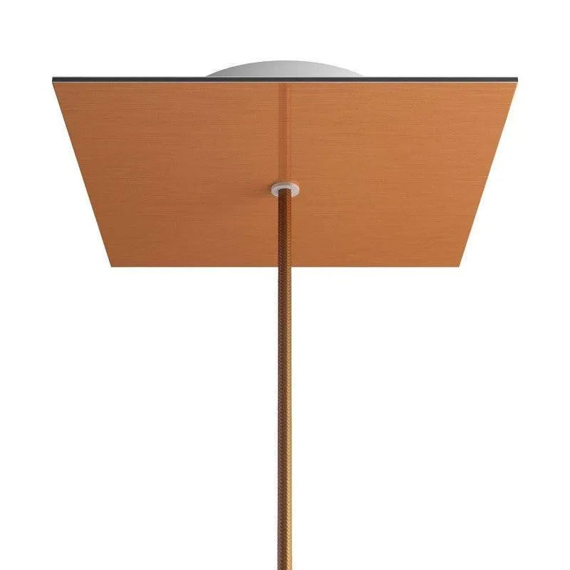 kleine vierkante plafondkap satijnkoper 1 uitgang 200mm breedte