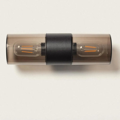 Up & down gevelverlichting zwart met smokeglas E27 fittingen 'Trentino' - FOIR