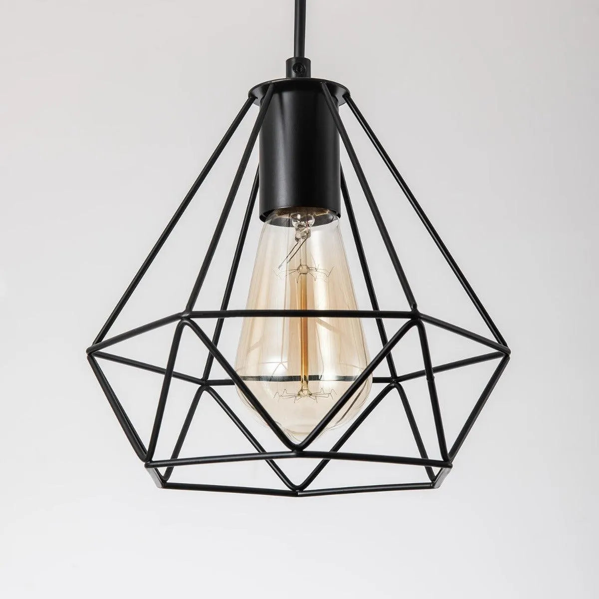 Hanglamp metaal e27 fitting houten balk