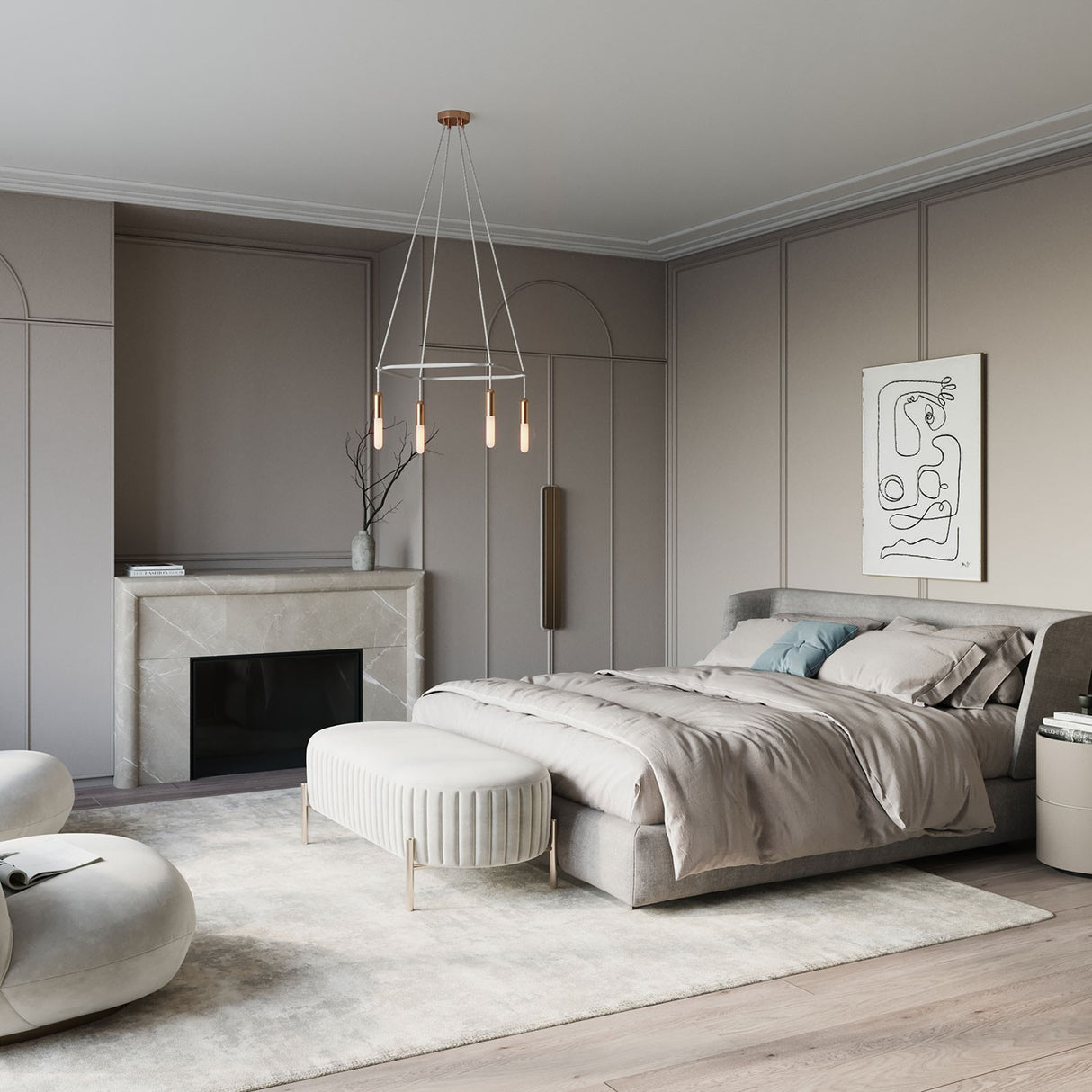 Kroonluchter modern 4x vierkant design met led lampen