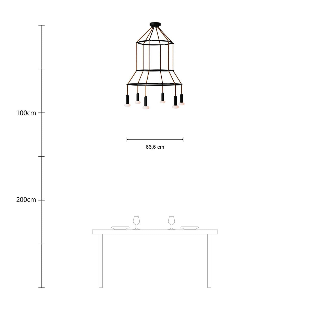 Kroonluchter zwart modern 6x E14 (met led lampen)