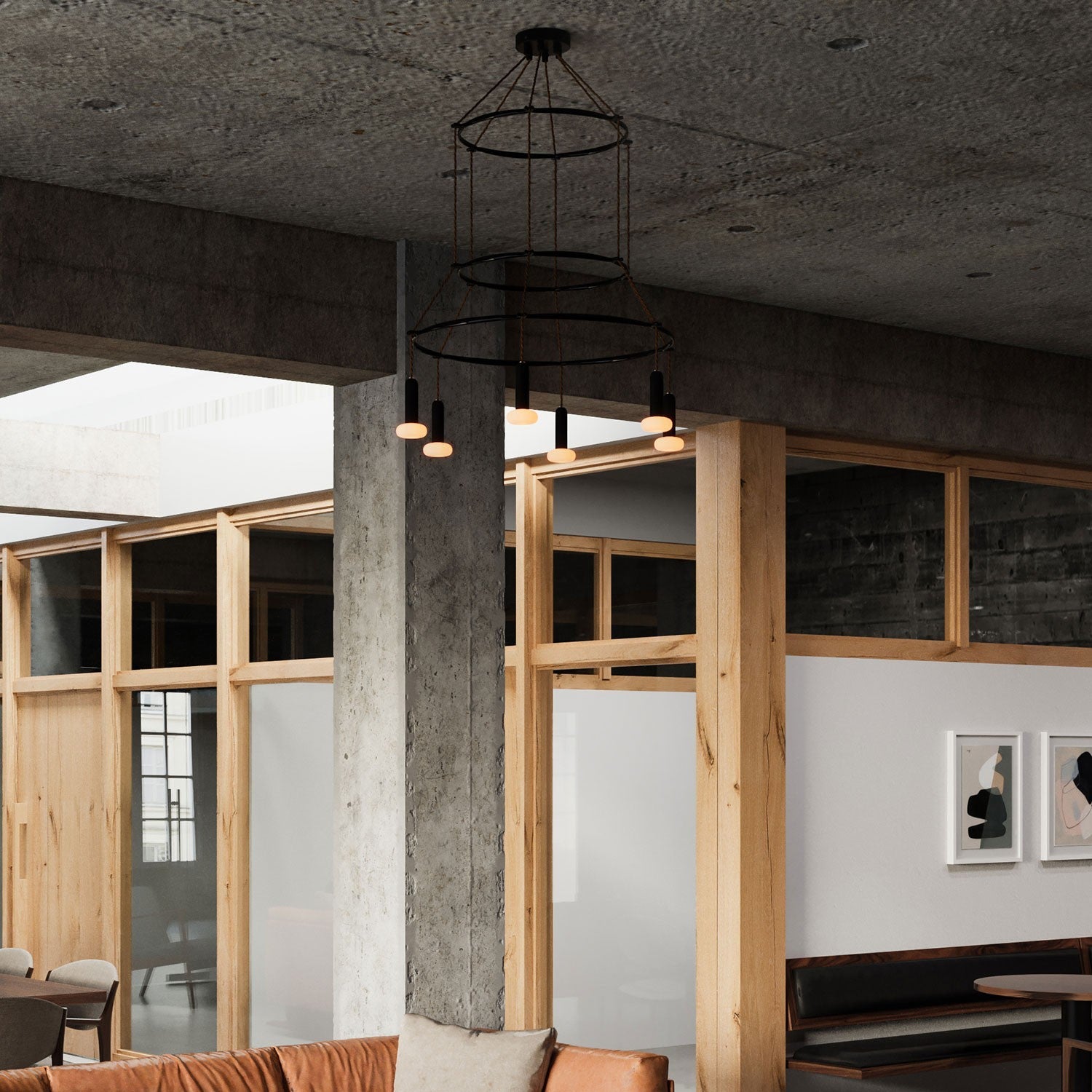 Kroonluchter zwart modern 6x E14 (met led lampen)