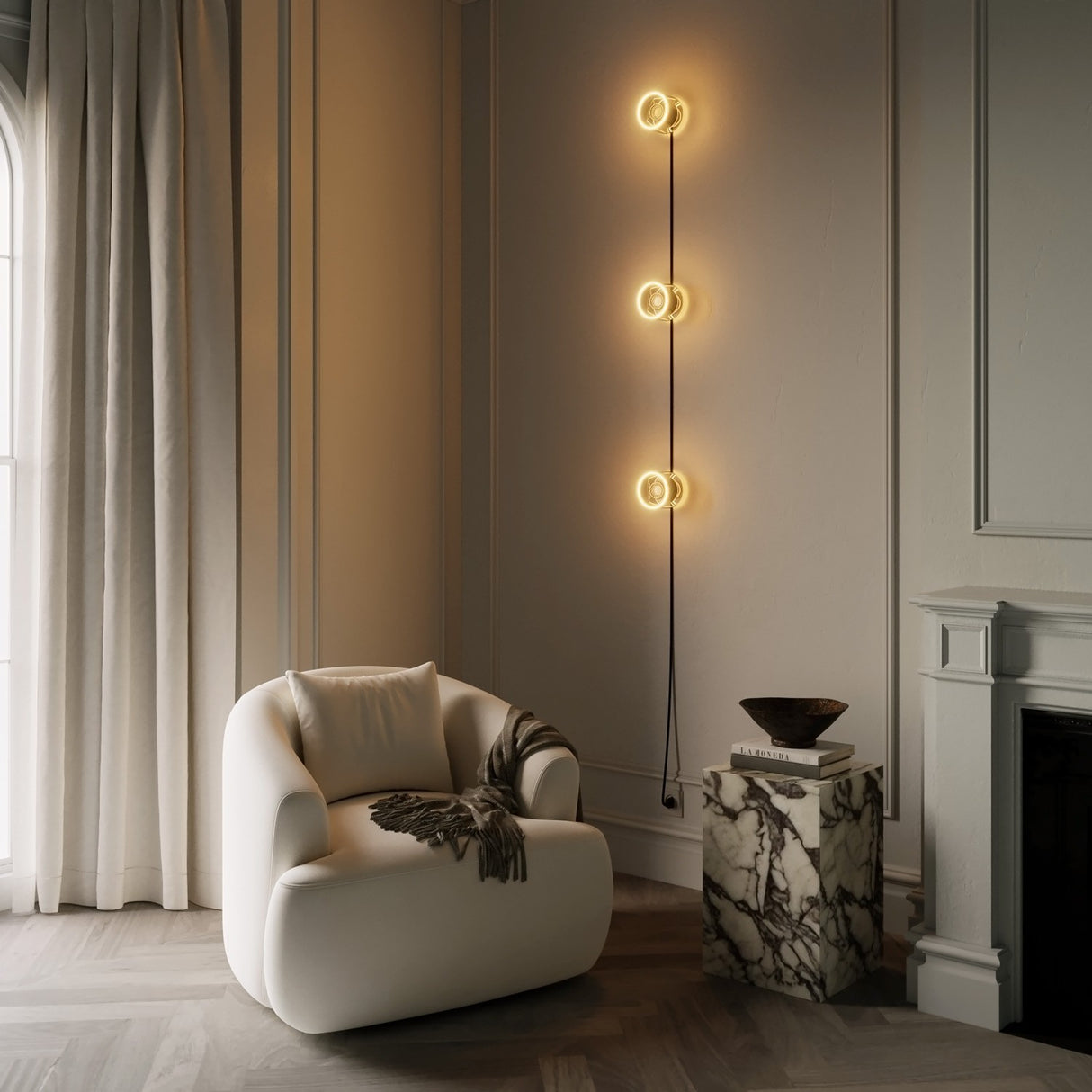 Wandlamp Design 3 spots Spostaluce Ghost rond led zwart