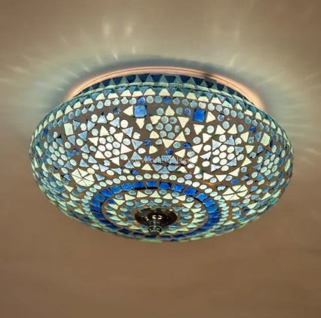 Plafondlamp rond blauw mozaik modern