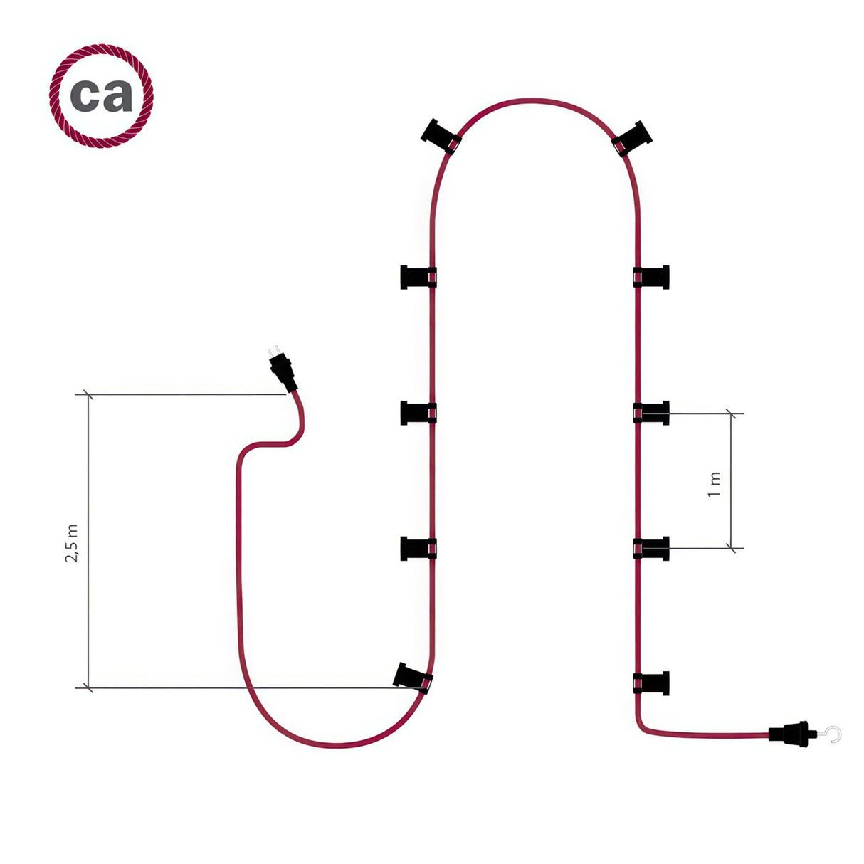 Feestverlichting zwart 12.5m 10x E27 fitting