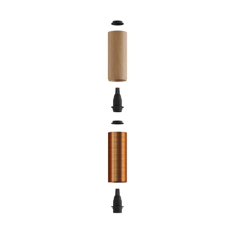 Hanglamp spot E14 fitting losse kap hout titanium-Koper - FOIR