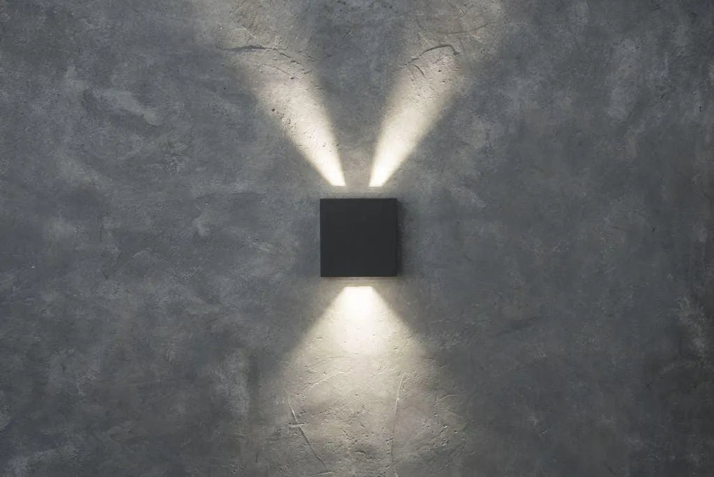 Gevelverlichting kubus vierkant 'Gemini beams' donkergrijs led lamp 11 cm - FOIR