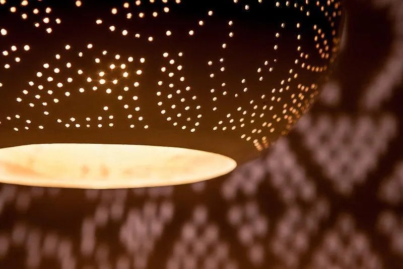 Oosterse Hanglamp modern E27 fitting bladgoud filigrain metaal