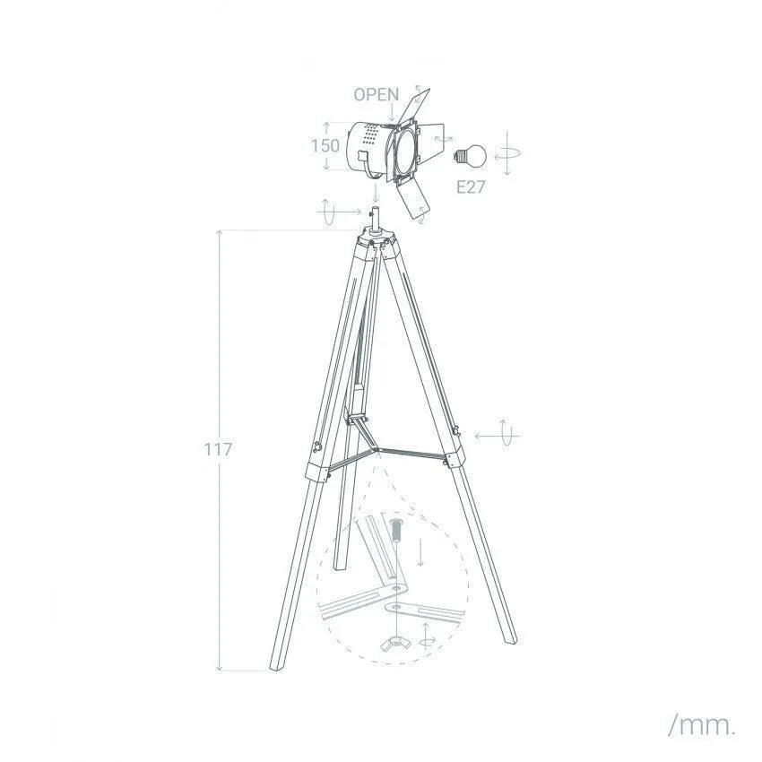 Vloerlamp e27 fitting driepoot led lamp