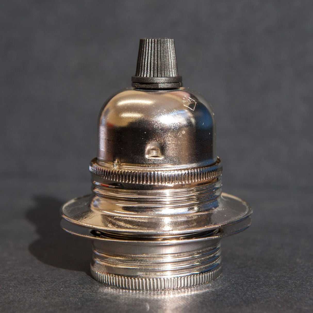 Zilver E27 fitting met lampenringen voor lampenkap metaal