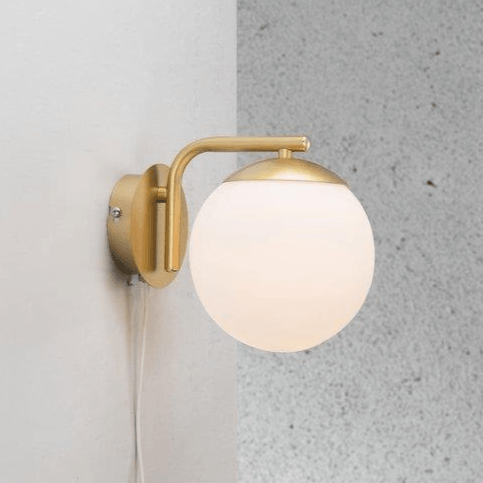 Wandlamp opaal glas Nordlux 'Grant' messing E14 fitting 14 cm - FOIR