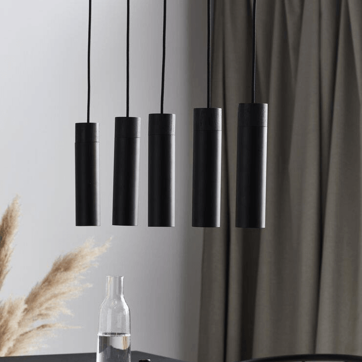 Hanglamp zwart Nordlux 'Tilo' modern GU10 zwart hout kookeiland 80 cm - FOIR