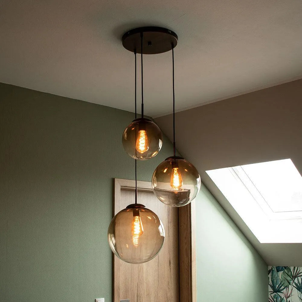 Hanglamp glazen bollen e27 fitting modern rond