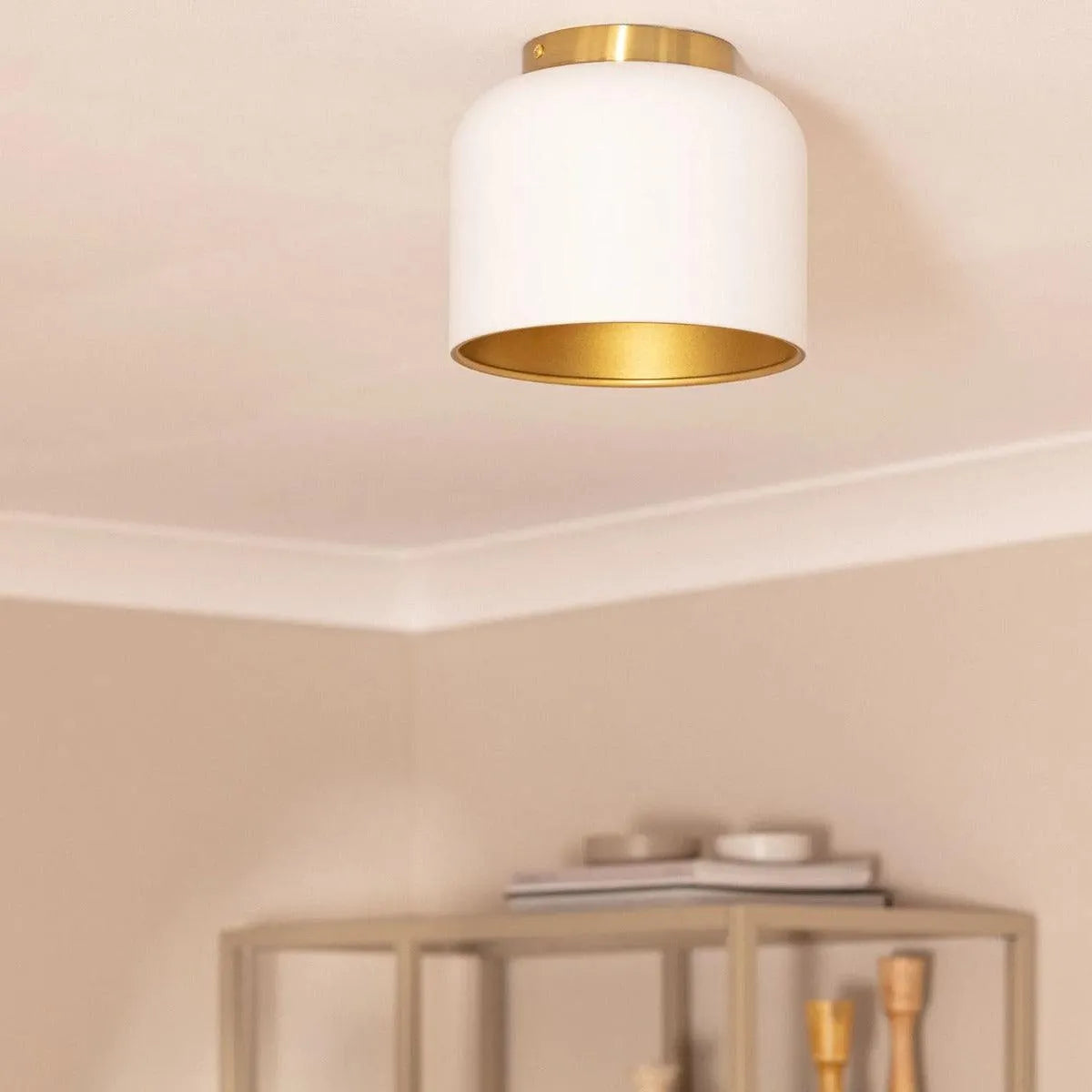 Plafondlamp zwart of wit & goud rond 'Koloman' E27 fitting design lamp 200mm - FOIR