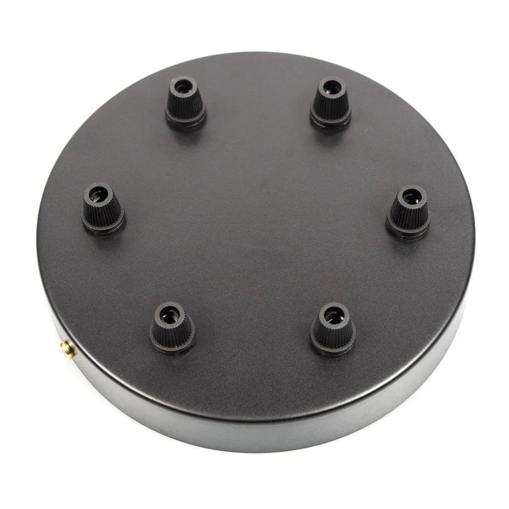 Plafondkap zwart 6 uitgangen 160mm diameter metaal