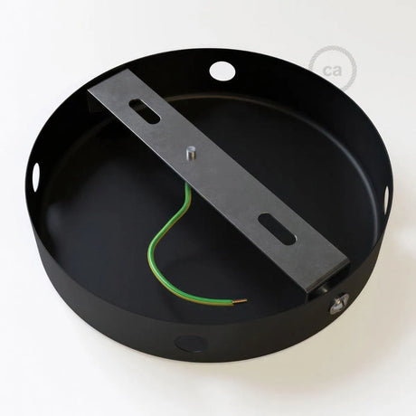 Plafondkap met 4x zij uitgang zwart staal 1 uitgang 120mm - FOIR