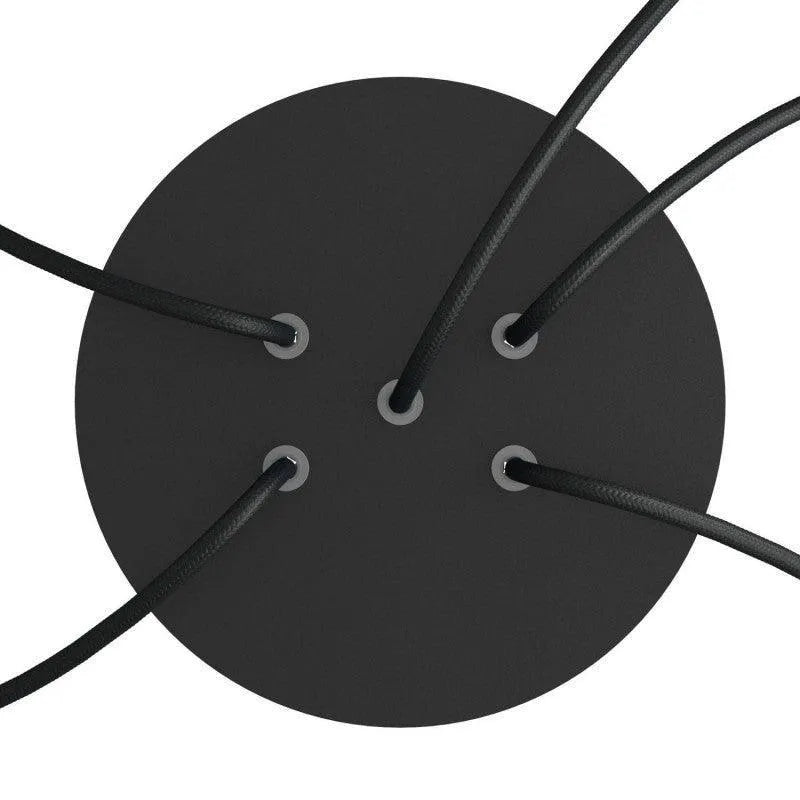 Plafondkap zwart rond metaal 5 snoeren 20 cm - FOIR