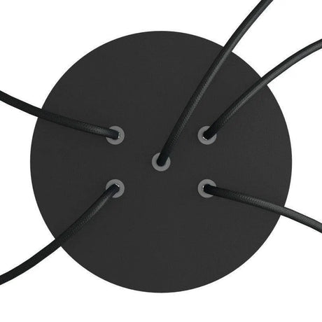 Plafondkap zwart rond metaal 5 snoeren 20 cm - FOIR