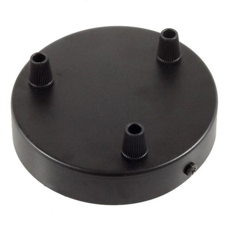 Plafondkap zwart 3 uitgangen 120mm metaal