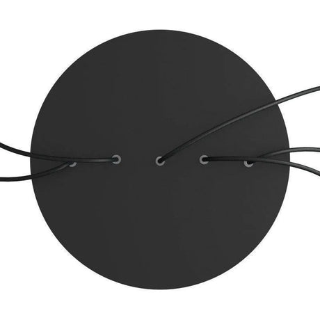 Grote plafondkap zwart met 5 lampen rond 40cm - FOIR