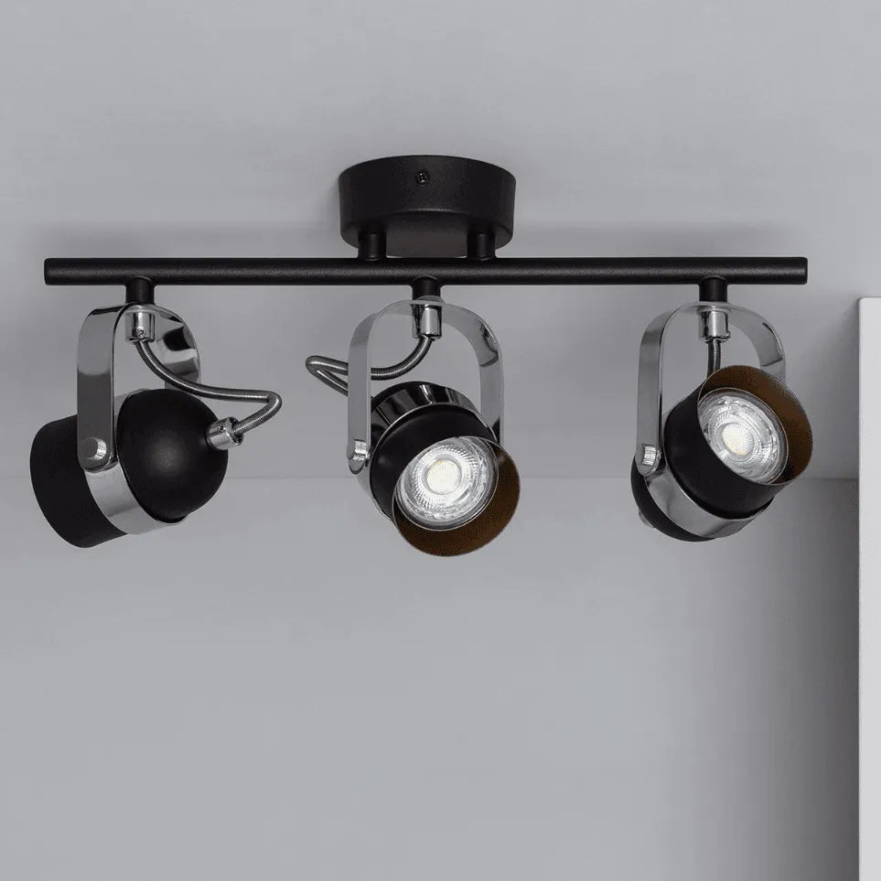 Plafondspot 'Rob' 3 spots zwart verstelbaar modern GU10 fitting - FOIR