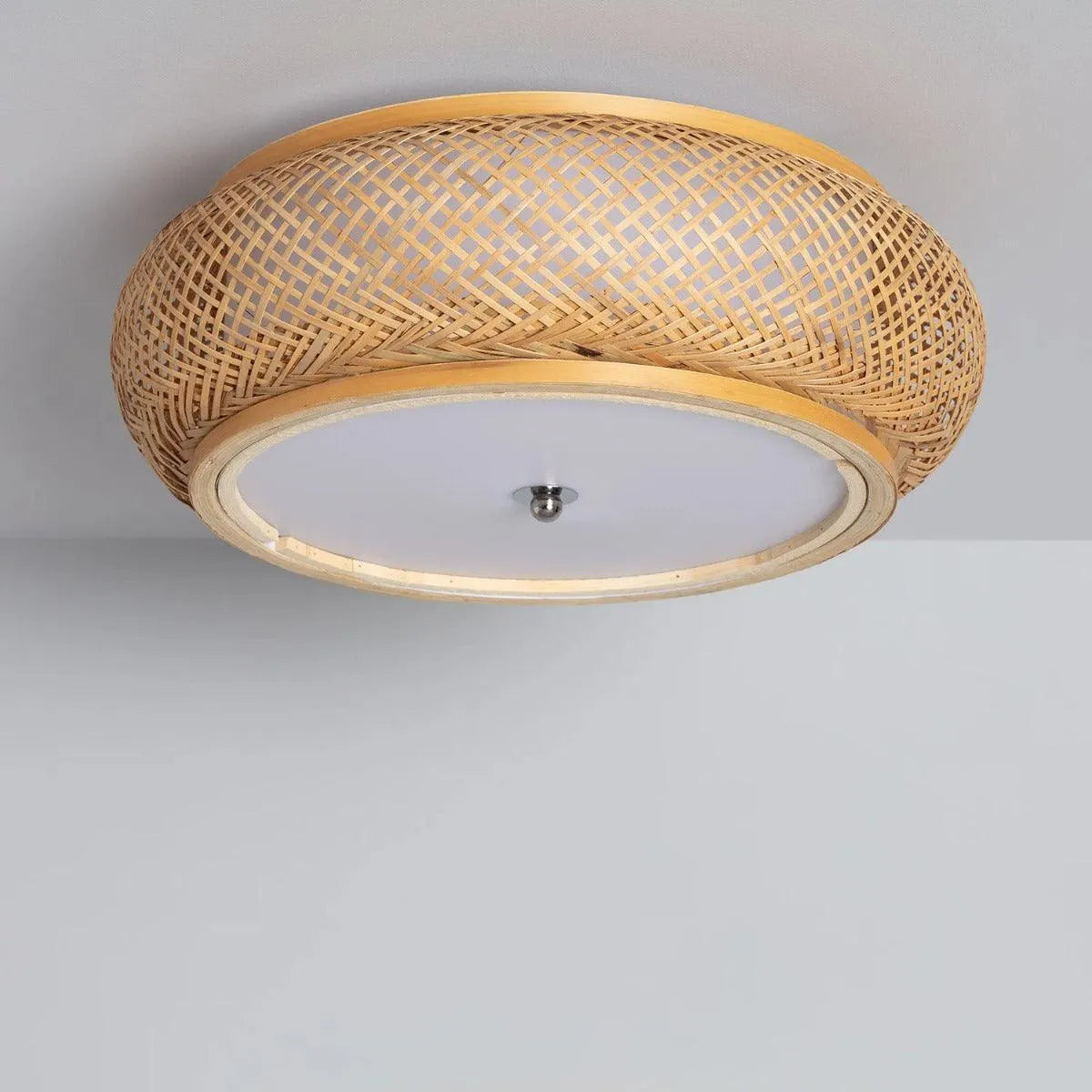 Plafondlamp gevlochten bamboe E27 fitting 'Louis' 40 cm - FOIR