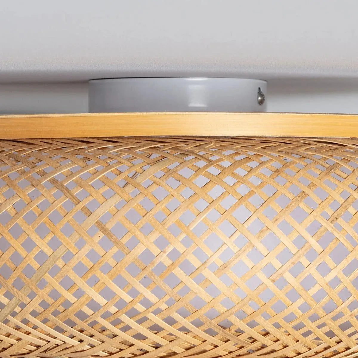 Plafondlamp gevlochten bamboe E27 fitting 'Louis' 40 cm - FOIR