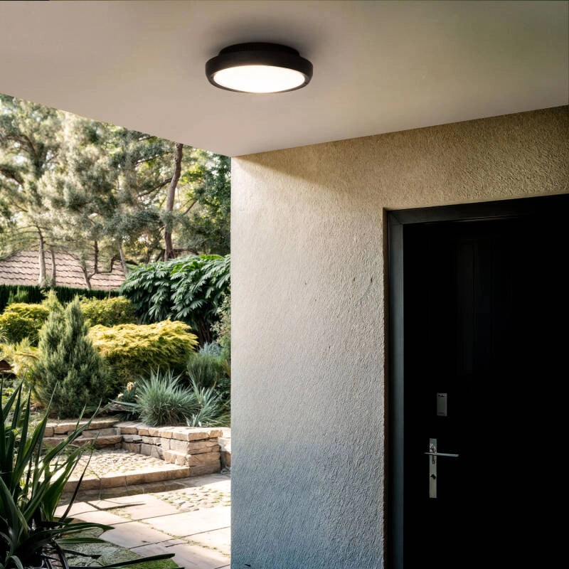 Plafondlamp rond zwart 'Curs' 2X e27 fitting modern waterdicht rond IP65