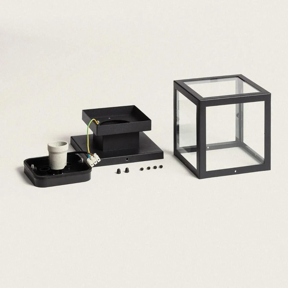 Plafondlamp zwart met glas industrieel 'Ricard' 22 cm - FOIR