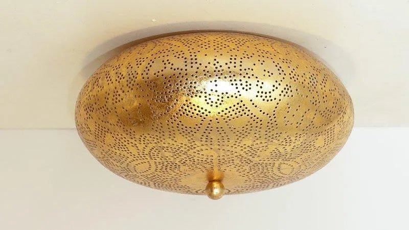 Gouden plafondlamp rond e27 fitting led lamp oosters oriental