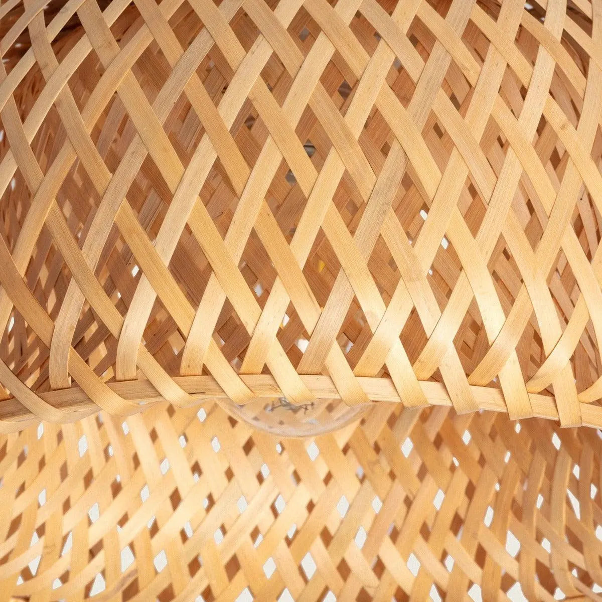 Plafondlamp gevlochten bamboe E27 fitting 'Heloise' - FOIR