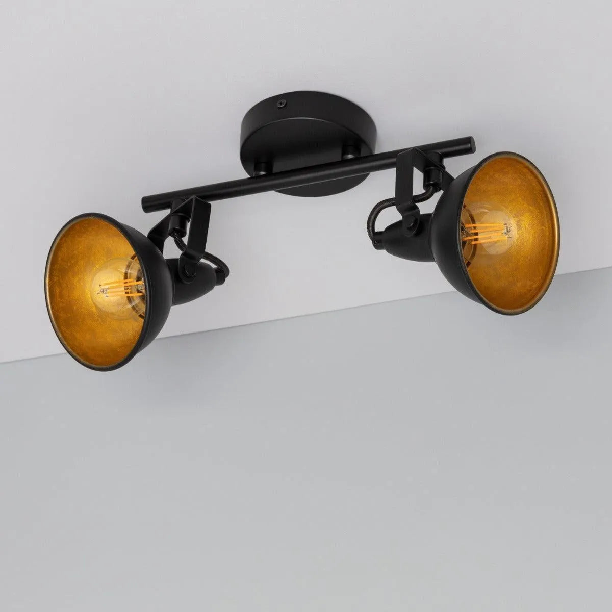 Plafondspot zwart goud led lamp e14 fitting verstelbaar