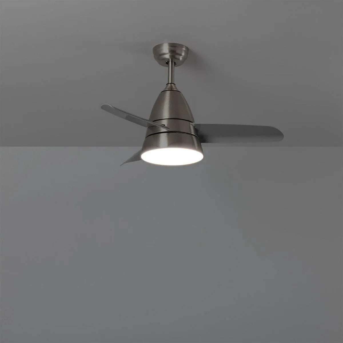 plafondventilator met led zilver voor aan het plafond rond