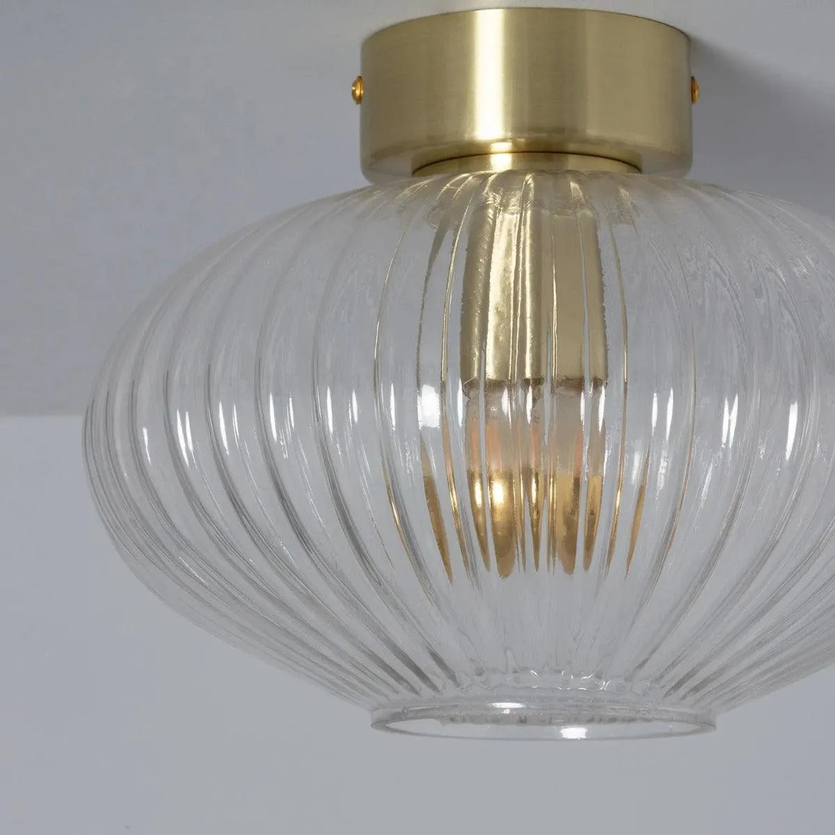 Vintage plafond glas & goud met E27 fitting 'Pieter' 24cm - FOIR