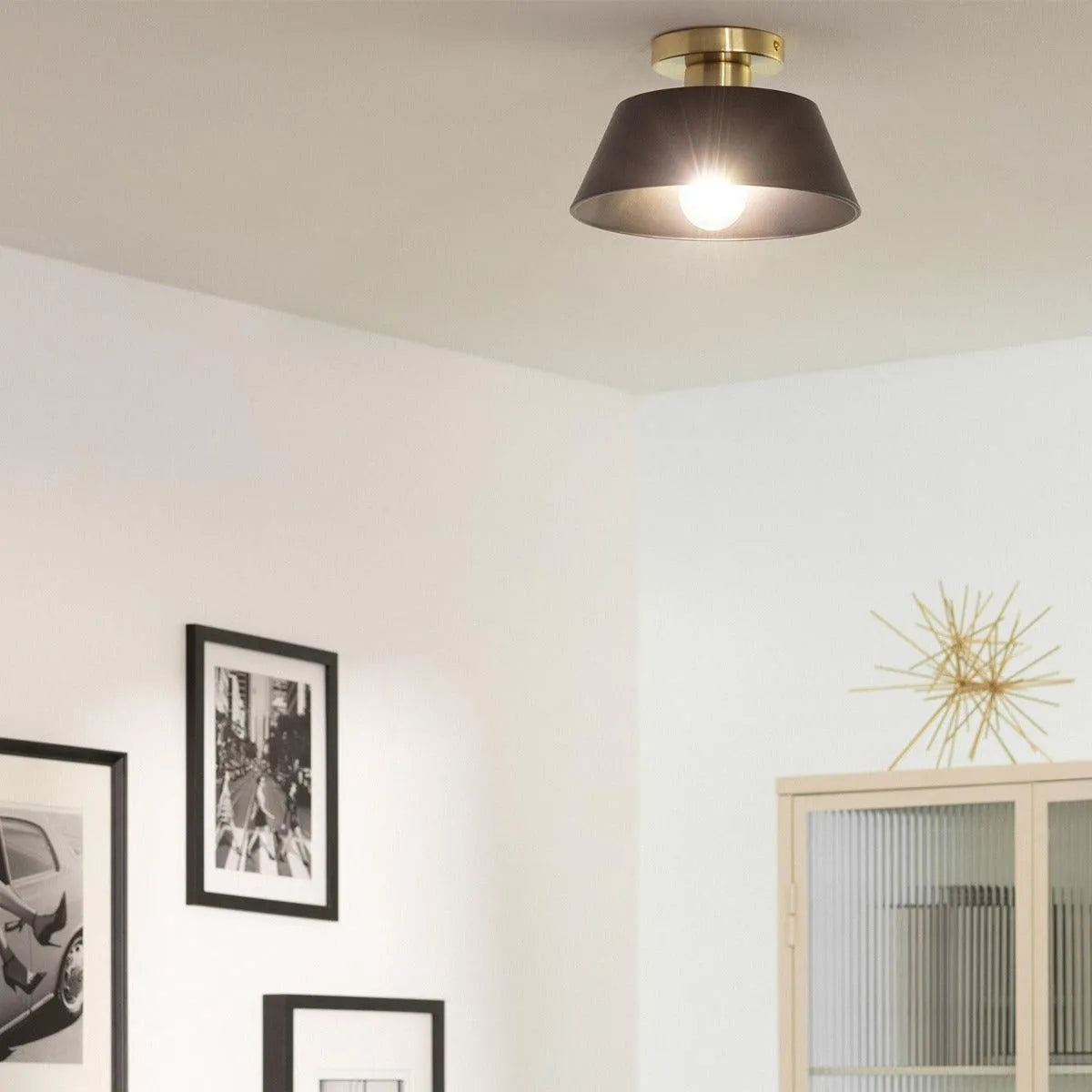 Plafondamp industrieel zwart e27 fitting modern led