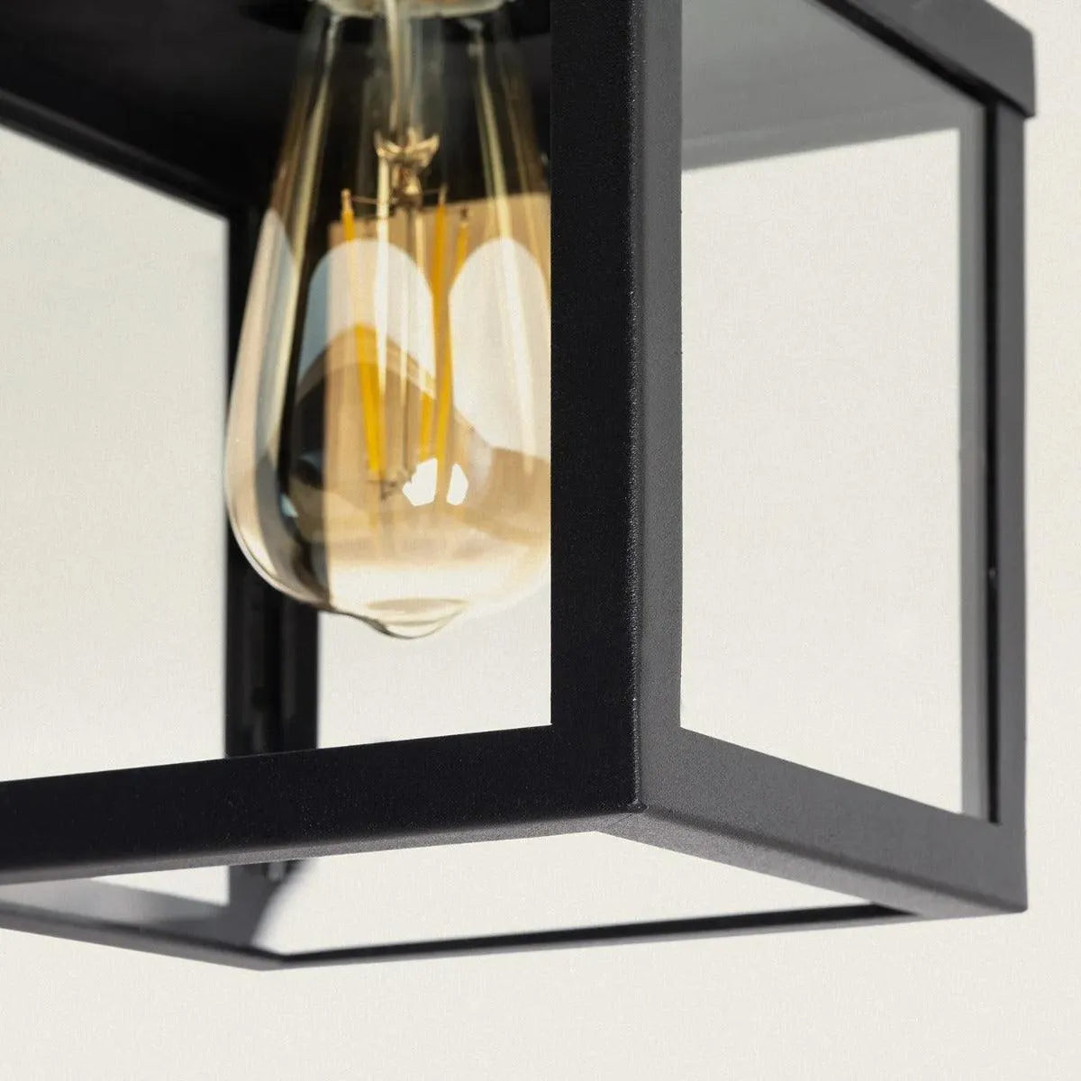 Plafondlamp zwart met glas industrieel 'Ricard' 22 cm - FOIR