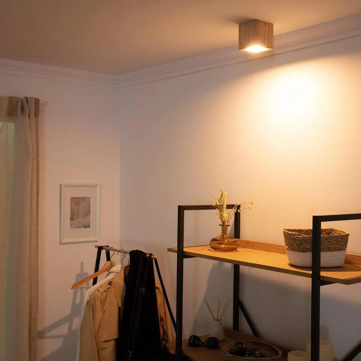 Plafondspot LED hout vierkant 6W 2700K warm wit 'Sigrid' - FOIR