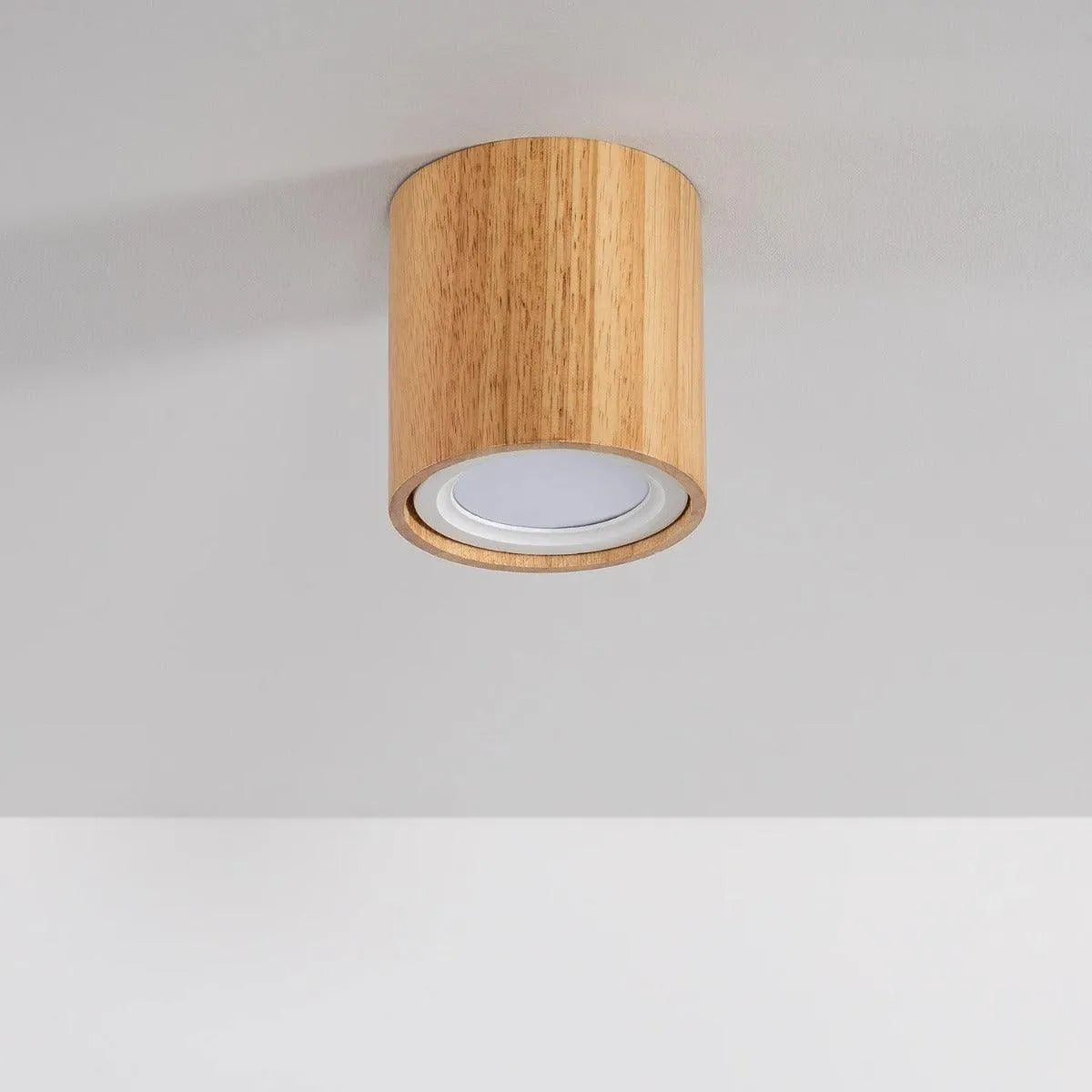 Houten plafondlampje ingebouwde warm witte LED rond design 2700K