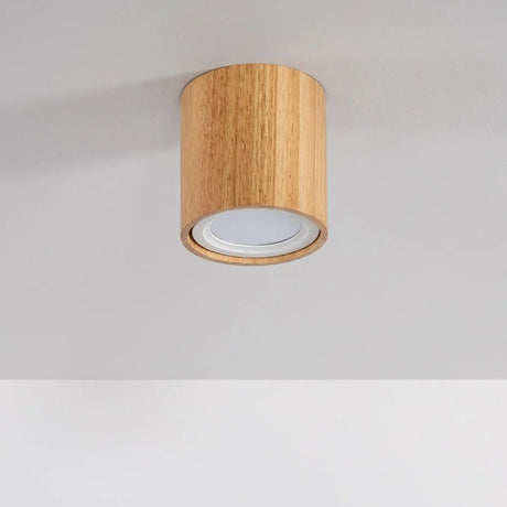 Houten plafondlampje ingebouwde warm witte LED rond design 2700K