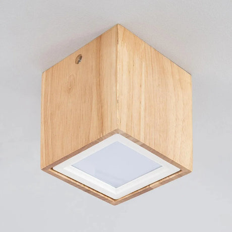 Kleine plafondlamp hout met LED warm wit