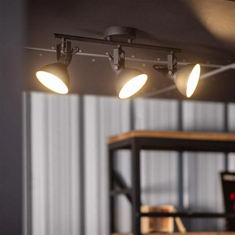 Plafondspot industrieel zwart goud 'Haines' 3 kappen 3x E14 fitting - FOIR