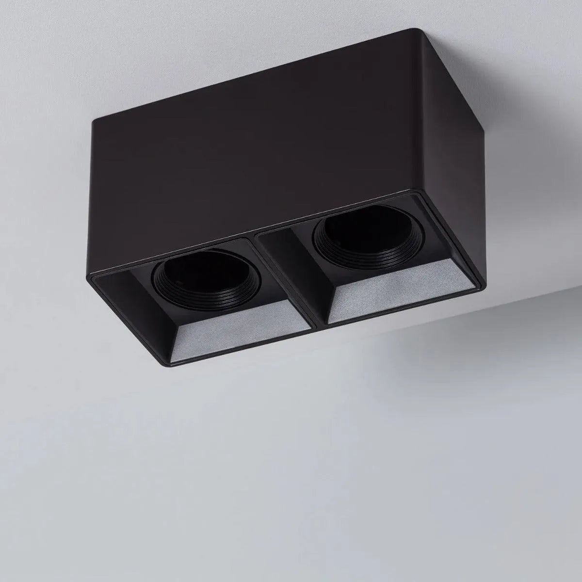 Vierkante plafondspot zwart opbouw led lamp gu10