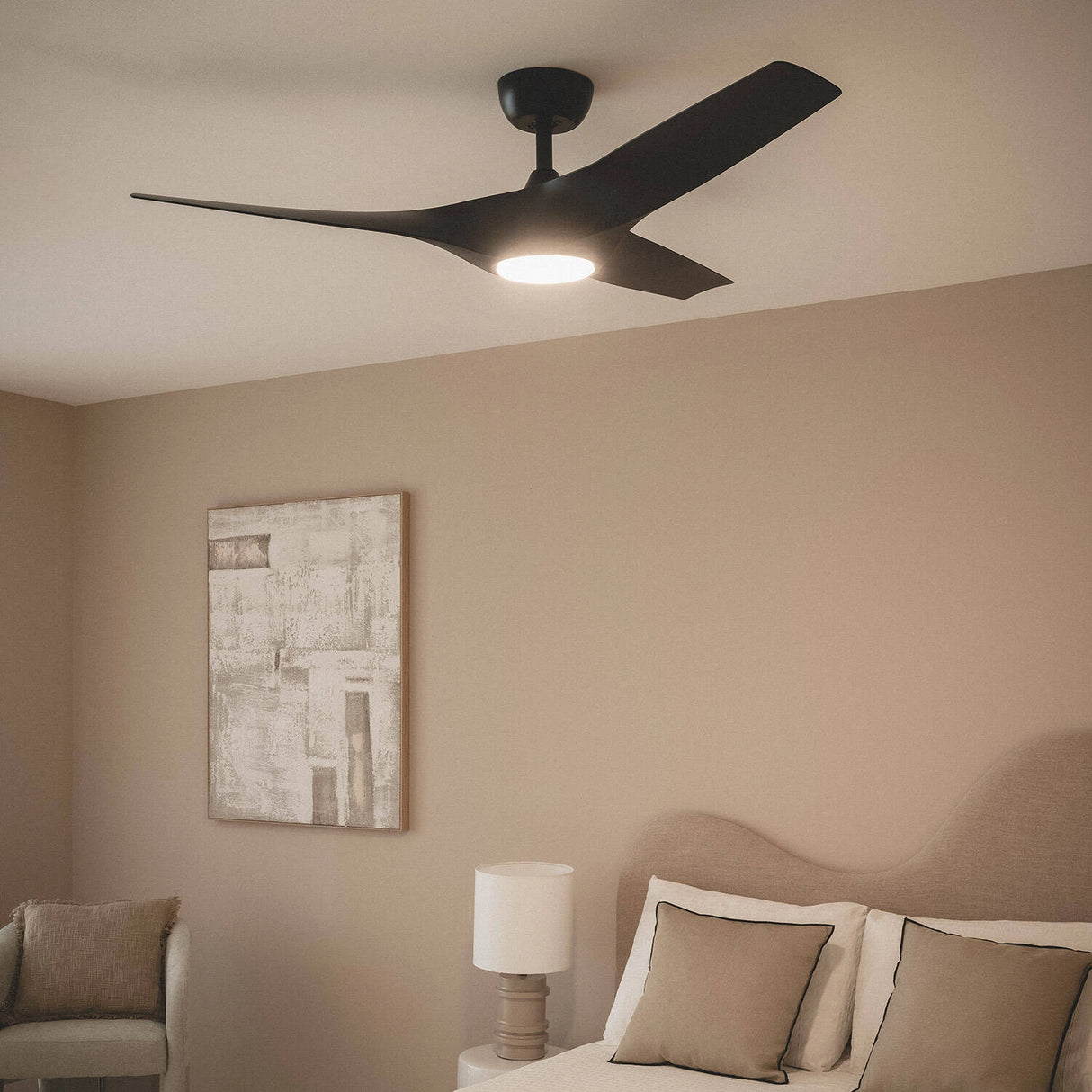 Plafondventilator Zwart EGEN led stil rond led 132cm